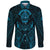 Viking Long Sleeve Button Shirt Raven Valknut Cyan RLT12 - Wonder Print Shop