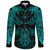 Viking Long Sleeve Button Shirt Raven Of Odin Cyan RLT12 - Wonder Print Shop