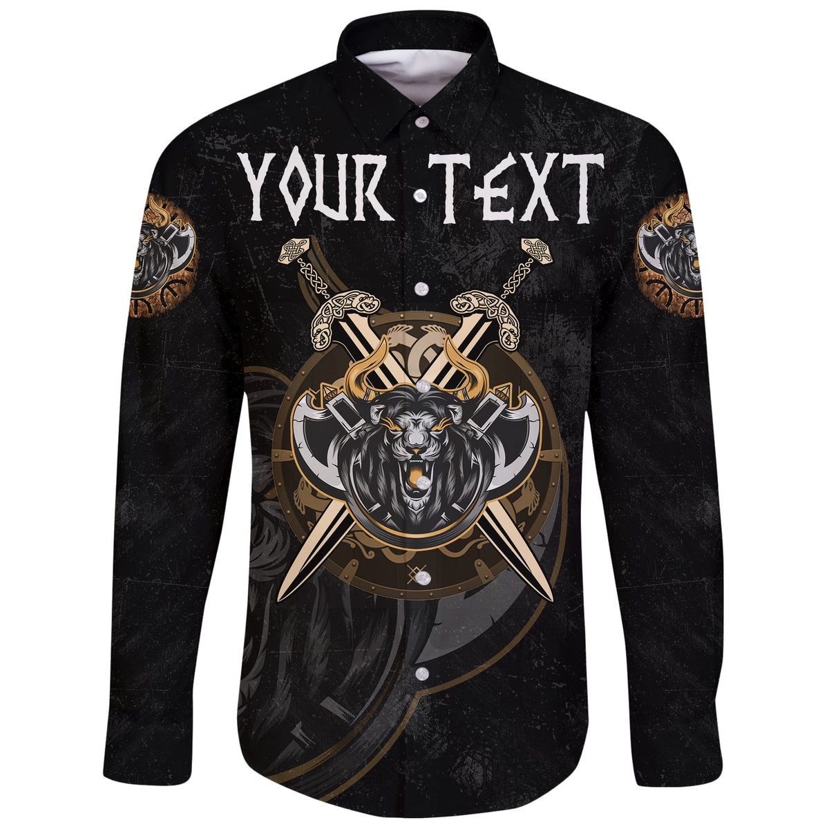 (Custom) Viking Long Sleeve Button Shirt - Viking Lion RLT12 - Wonder Print Shop