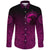 Viking Long Sleeve Button Shirt, Ethnic Odin Raven Pink RLT12 - Wonder Print Shop