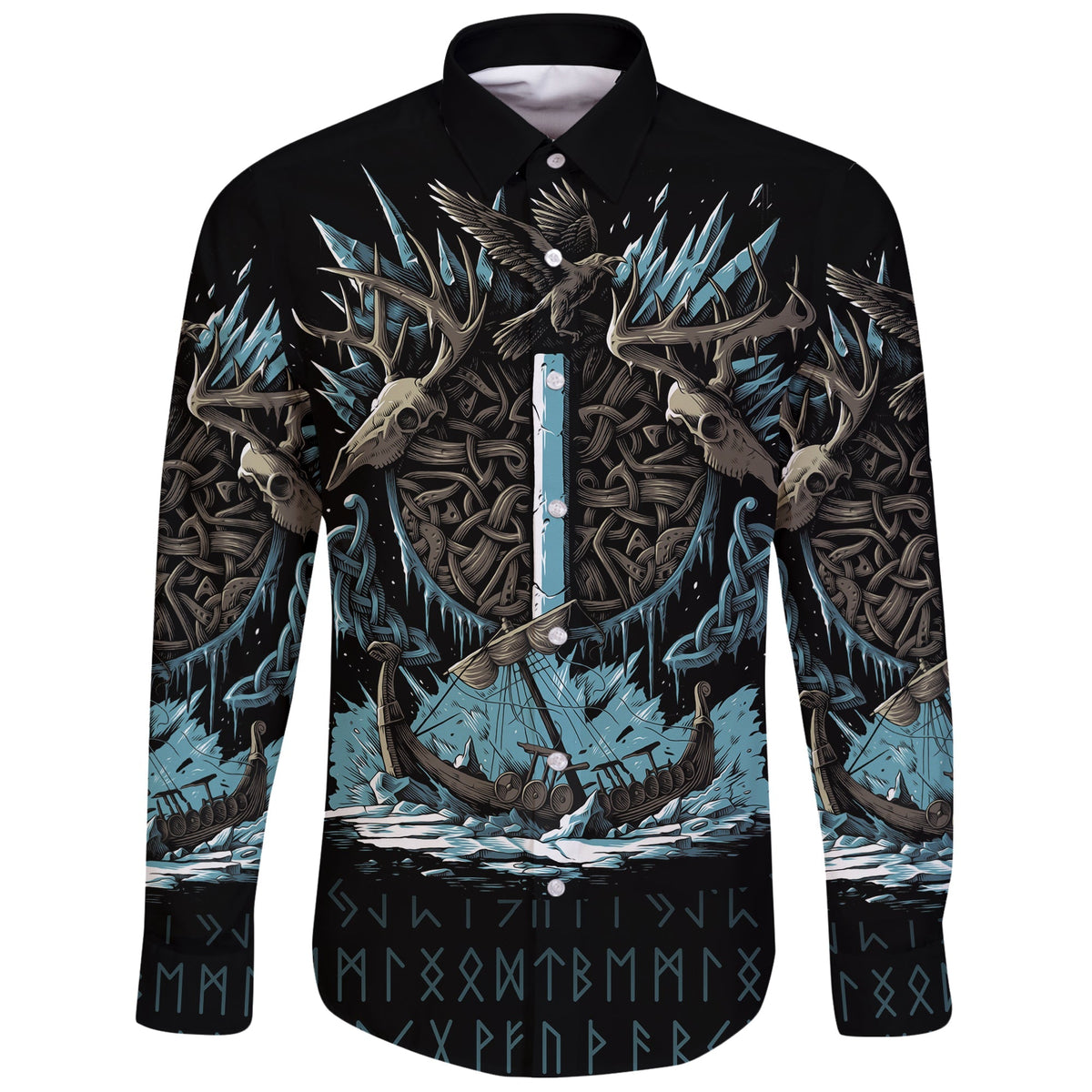 Viking Long Sleeve Button Shirt Isaz Rune RLT12 - Wonder Print Shop