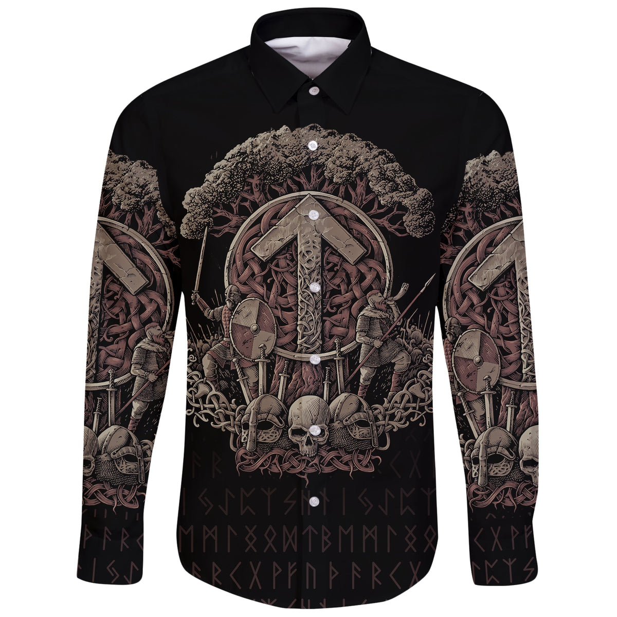 Viking Long Sleeve Button Shirt Teiwaz Rune RLT12 - Wonder Print Shop