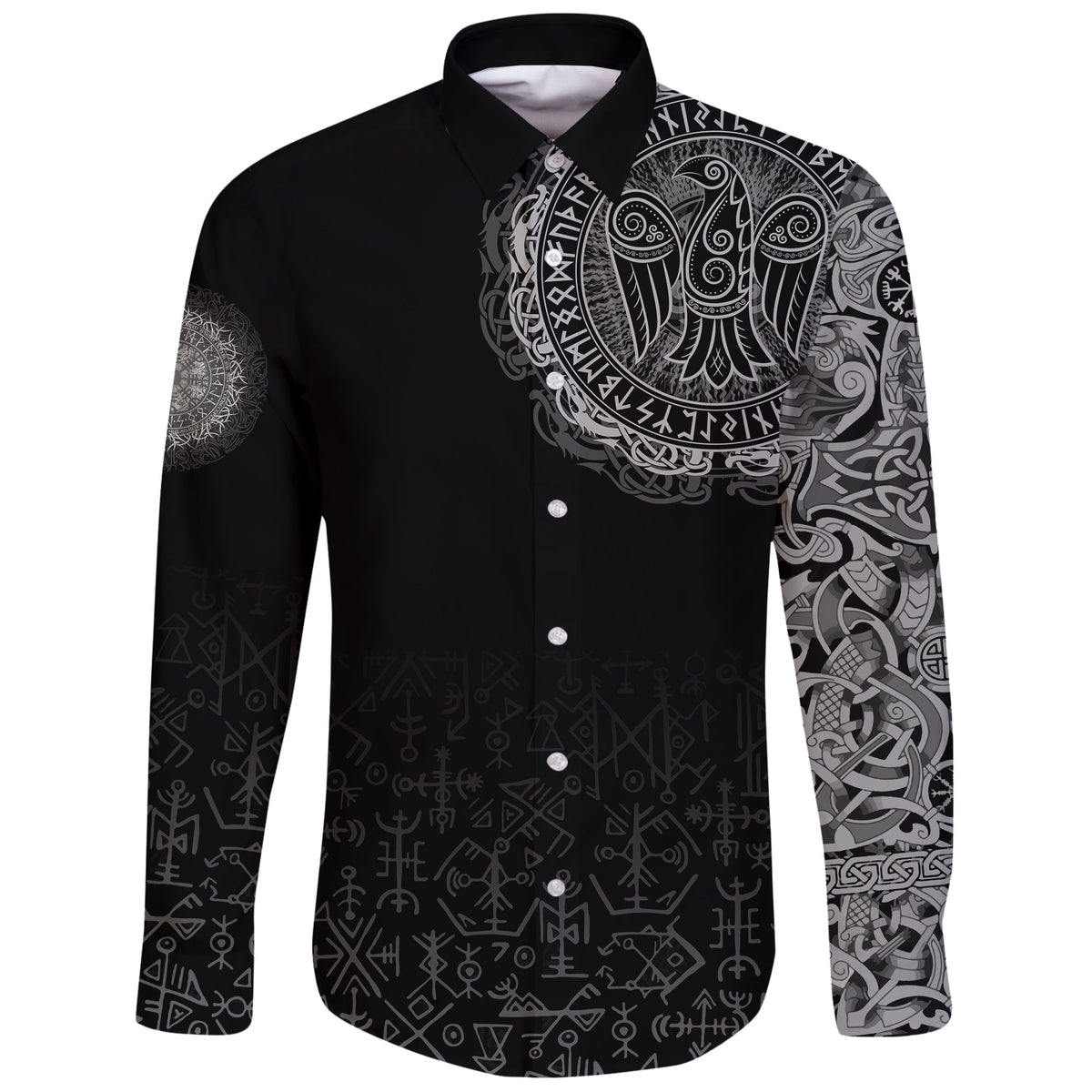 viking-long-sleeve-button-shirt-celtic-raven-tattoo