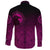 Viking Long Sleeve Button Shirt, Ethnic Odin Raven Pink RLT12 - Wonder Print Shop