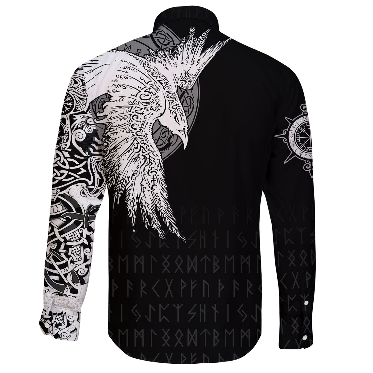 Custom Viking Long Sleeve Button Shirt Mystical Raven Tattoo Special RLT12 - Wonder Print Shop