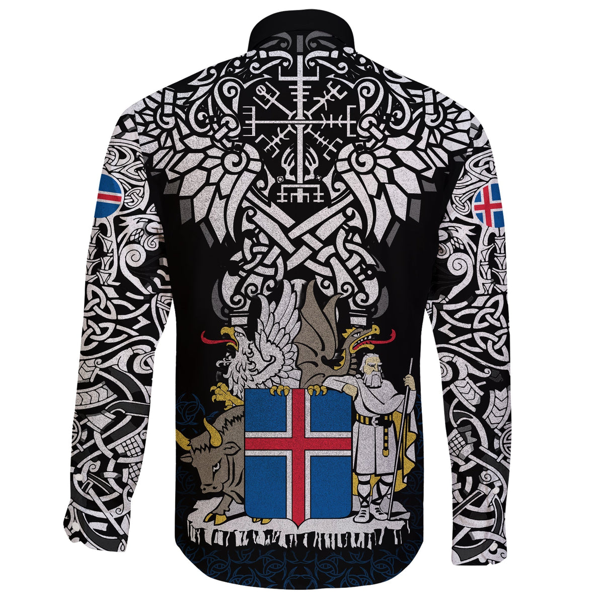 Viking Long Sleeve Button Shirt Iceland Viking Symbol RLT12 - Wonder Print Shop