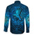 Viking Long Sleeve Button Shirt Raven Odin Celtic Cyan RLT12 - Wonder Print Shop
