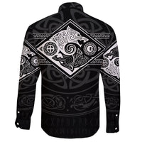 Vikings Long Sleeve Button Shirt The Wolves, Skoll and Hati RLT12 - Wonder Print Shop
