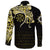 Viking Long Sleeve Button Shirt, Fenrir Raven and Vegvisir Tattoo Yellow RLT12 - Wonder Print Shop