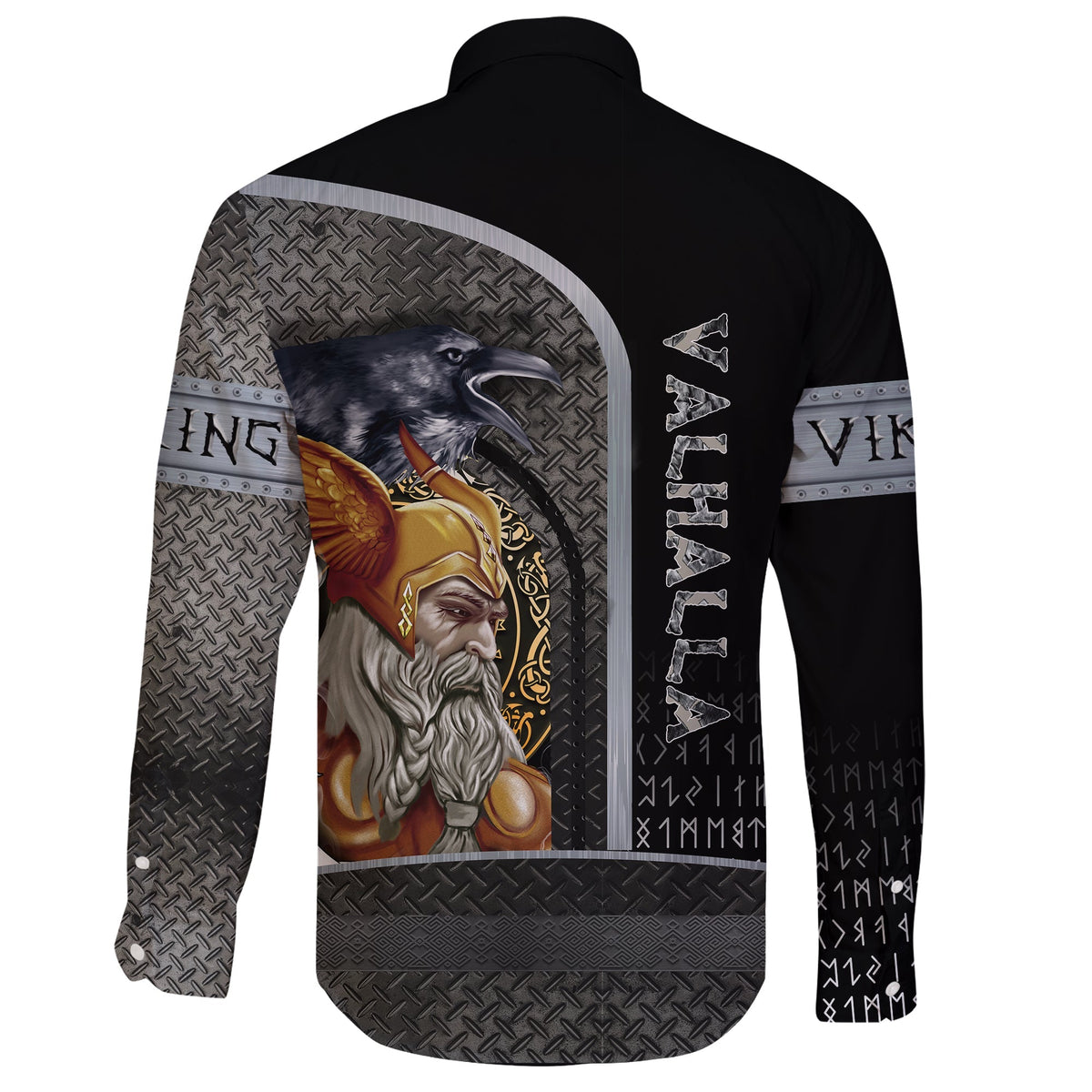 (Custom) Viking Long Sleeve Button Shirt - Odin Style Armor RLT12 - Wonder Print Shop