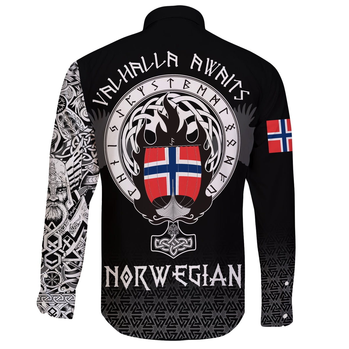 Viking Long Sleeve Button Shirt Norwegian Drakkar RLT12 - Wonder Print Shop