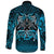 Viking Long Sleeve Button Shirt Othala and Raven Blue RLT12 - Wonder Print Shop