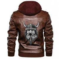 Viking Head Front View Set Leather Jacket RLT12 - Wonder Print Shop