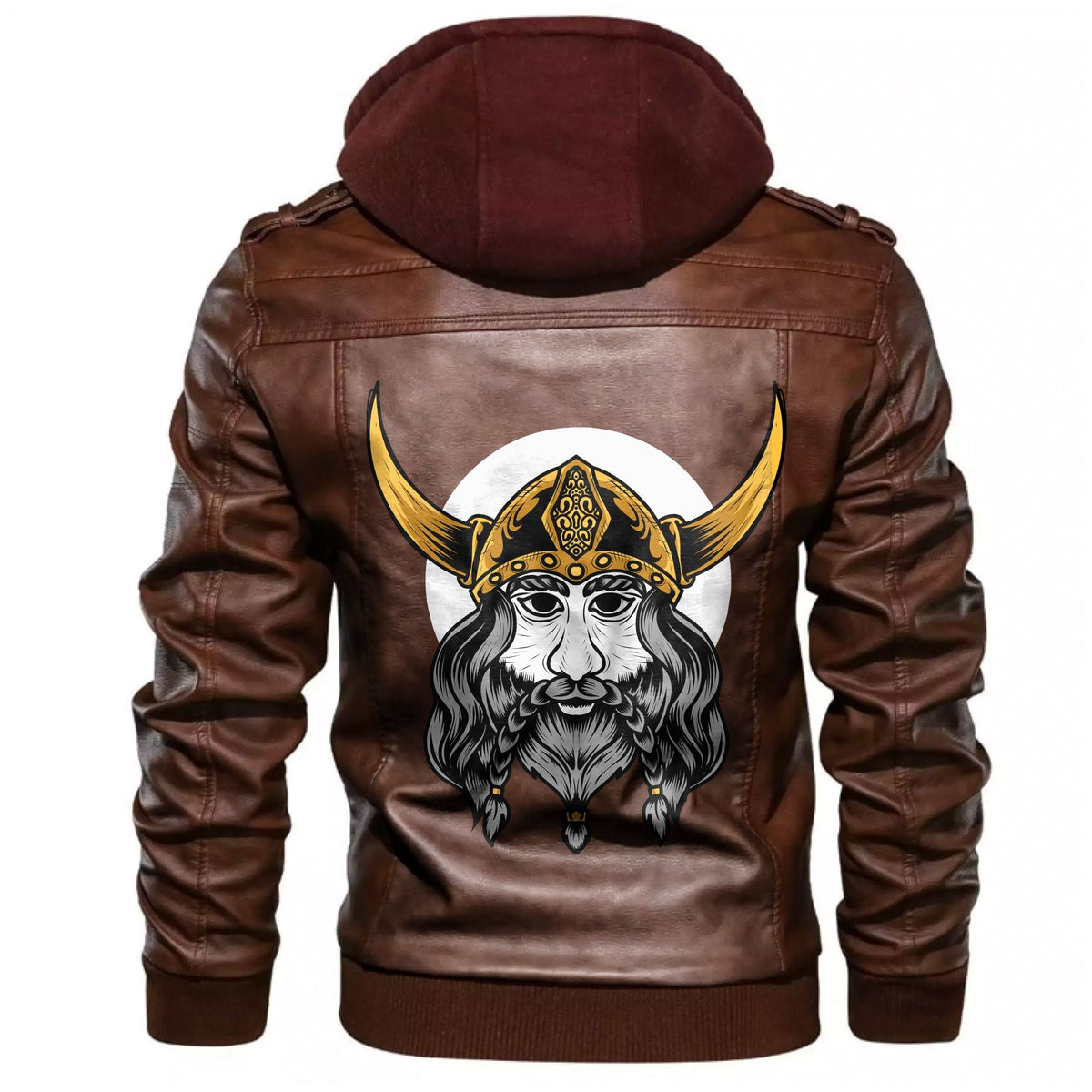 Viking Head Horn Leather Jacket RLT12 - Wonder Print Shop