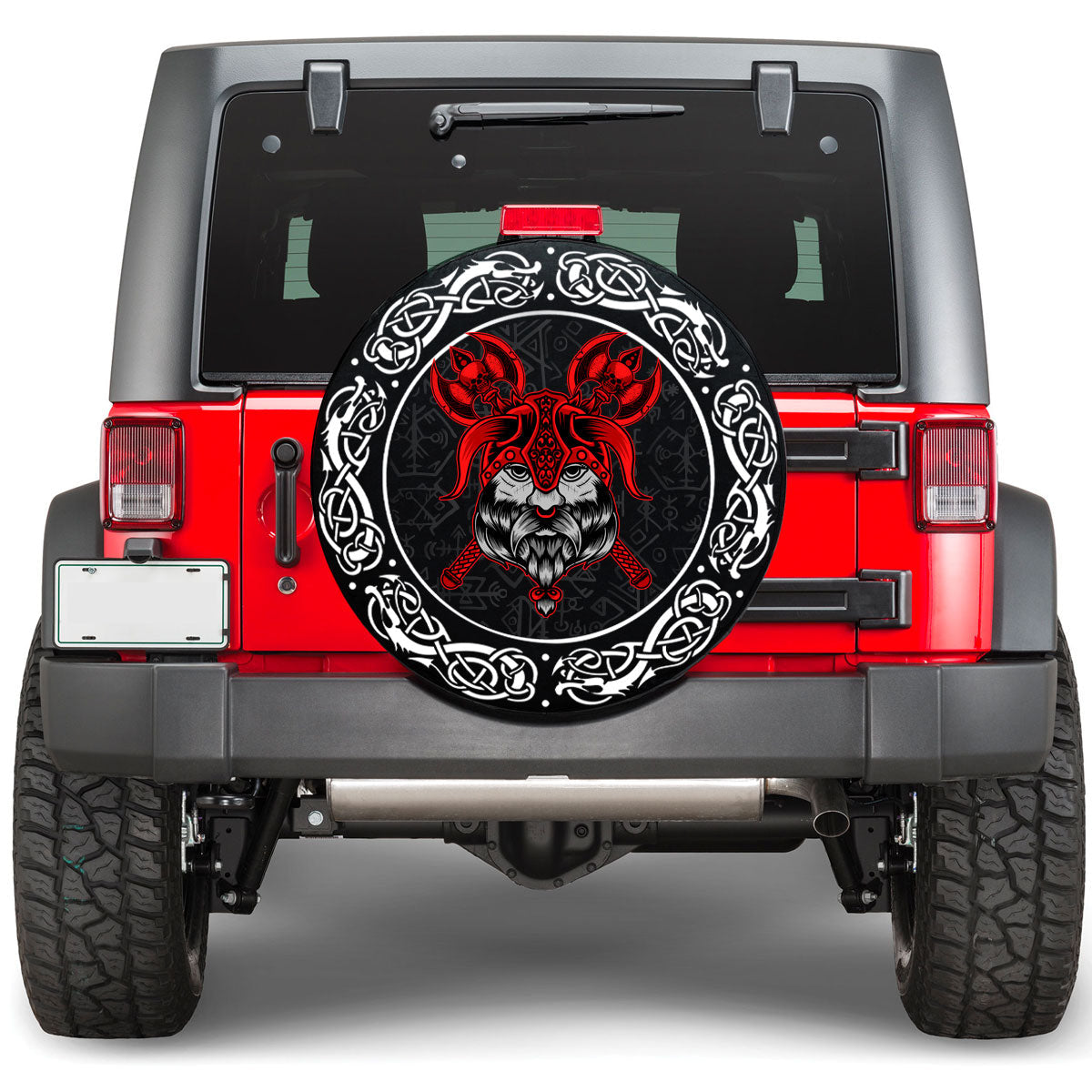 Viking Head On Black Viking Spare Tire Cover RLT12 - Wonder Print Shop