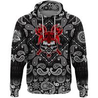 Viking Hoodie Head On Black with Bandana Paisley Style RLT12 - Wonder Print Shop
