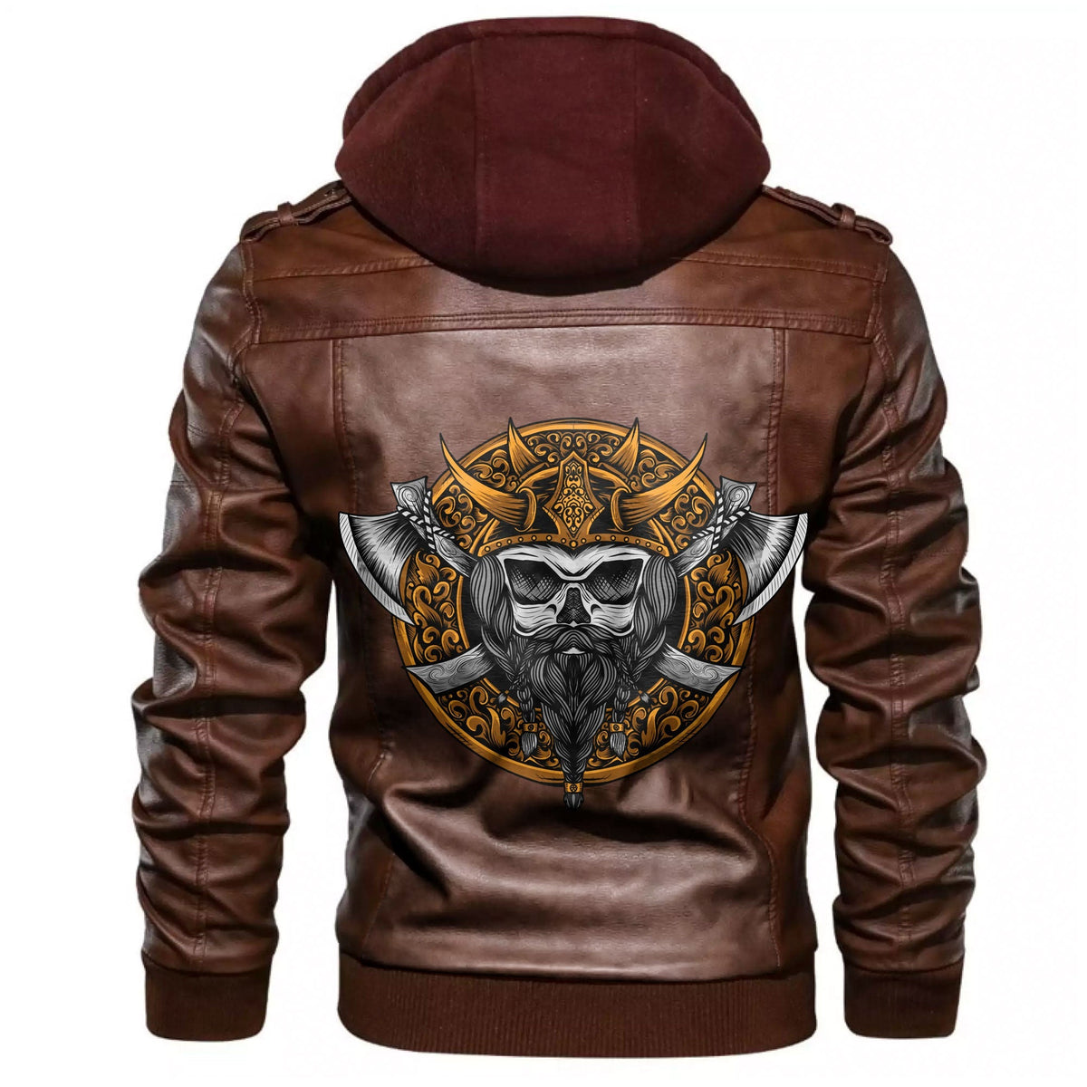 Viking Head Skull Axe Leather Jacket RLT12 - Wonder Print Shop