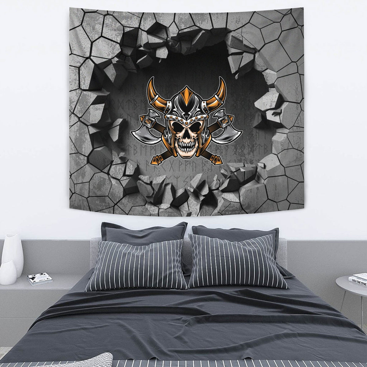 Viking Tapestry - Head On Black Tapestry RLT12 - Wonder Print Shop