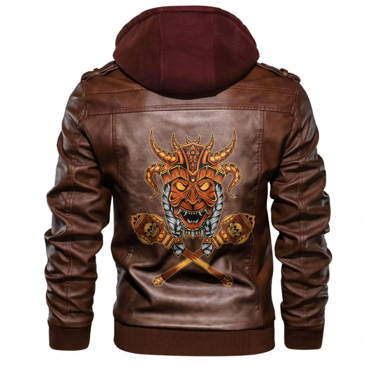 Viking Head Skull Leather Jacket RLT12 - Wonder Print Shop