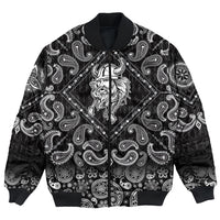 Viking Bomber Jacket Head Viking with Bandana Paisley Style RLT12 - Wonder Print Shop