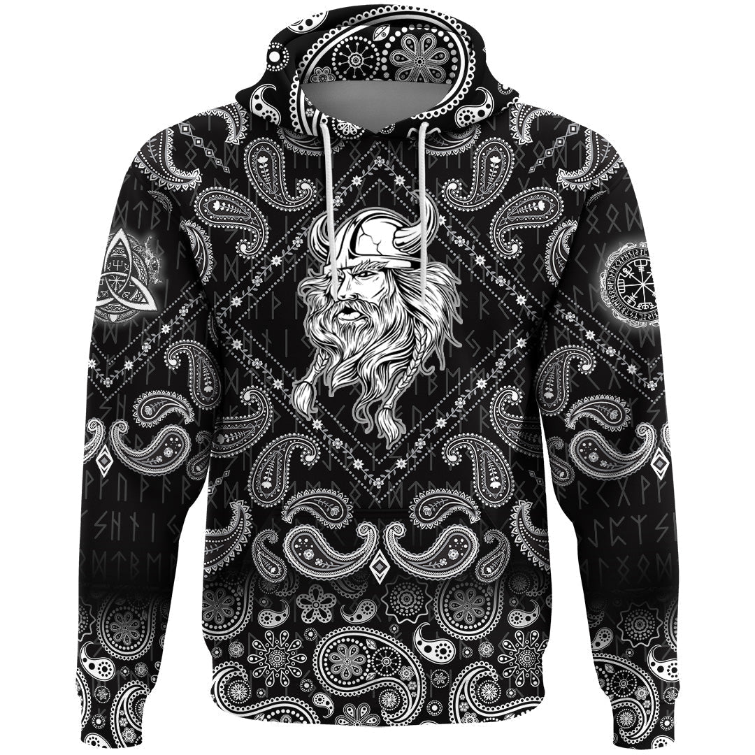 Viking Hoodie Head Viking with Bandana Paisley Style RLT12 - Wonder Print Shop