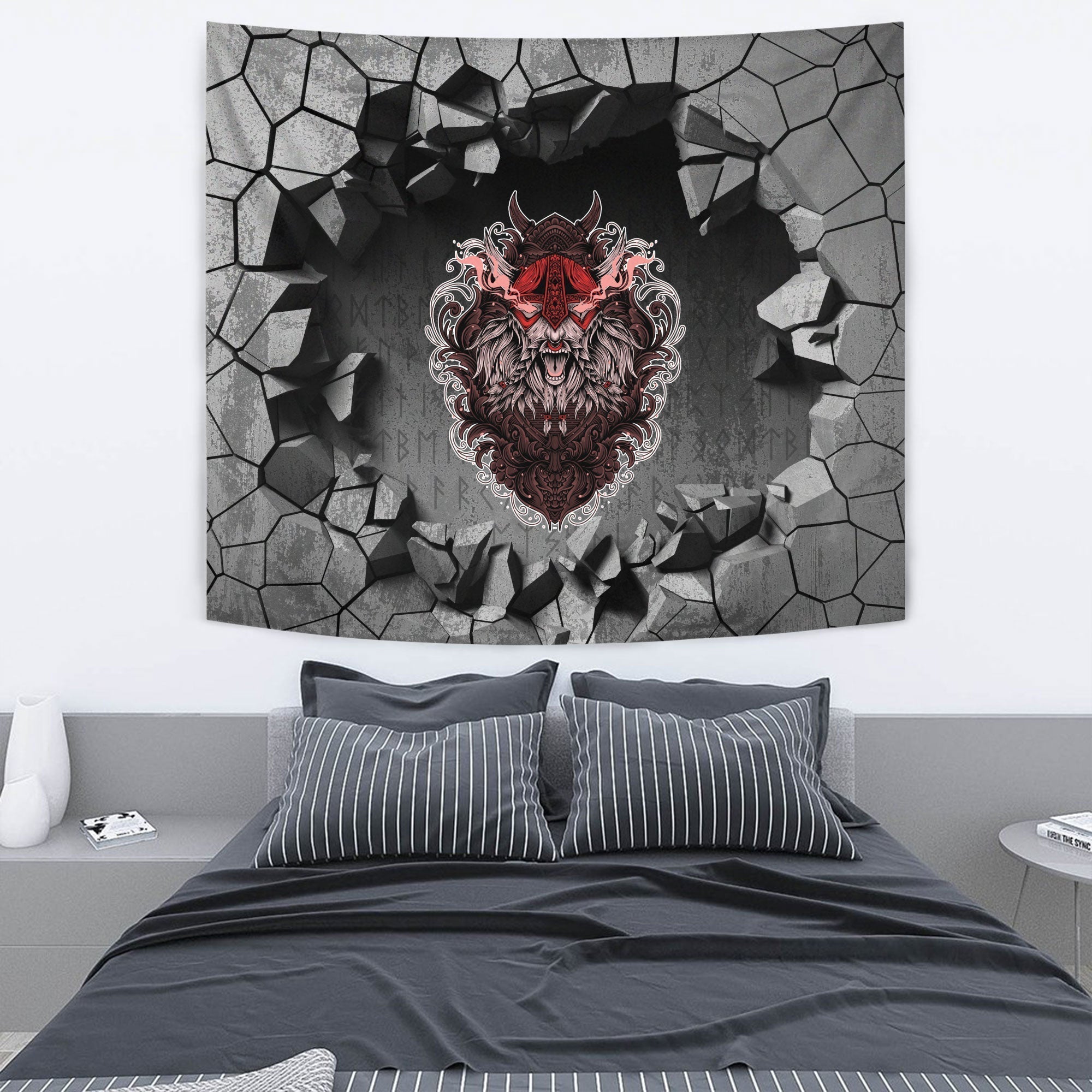 Viking Tapestry - Head Two Battle Axes and Sword Tapestry RLT12 - Wonder Print Shop