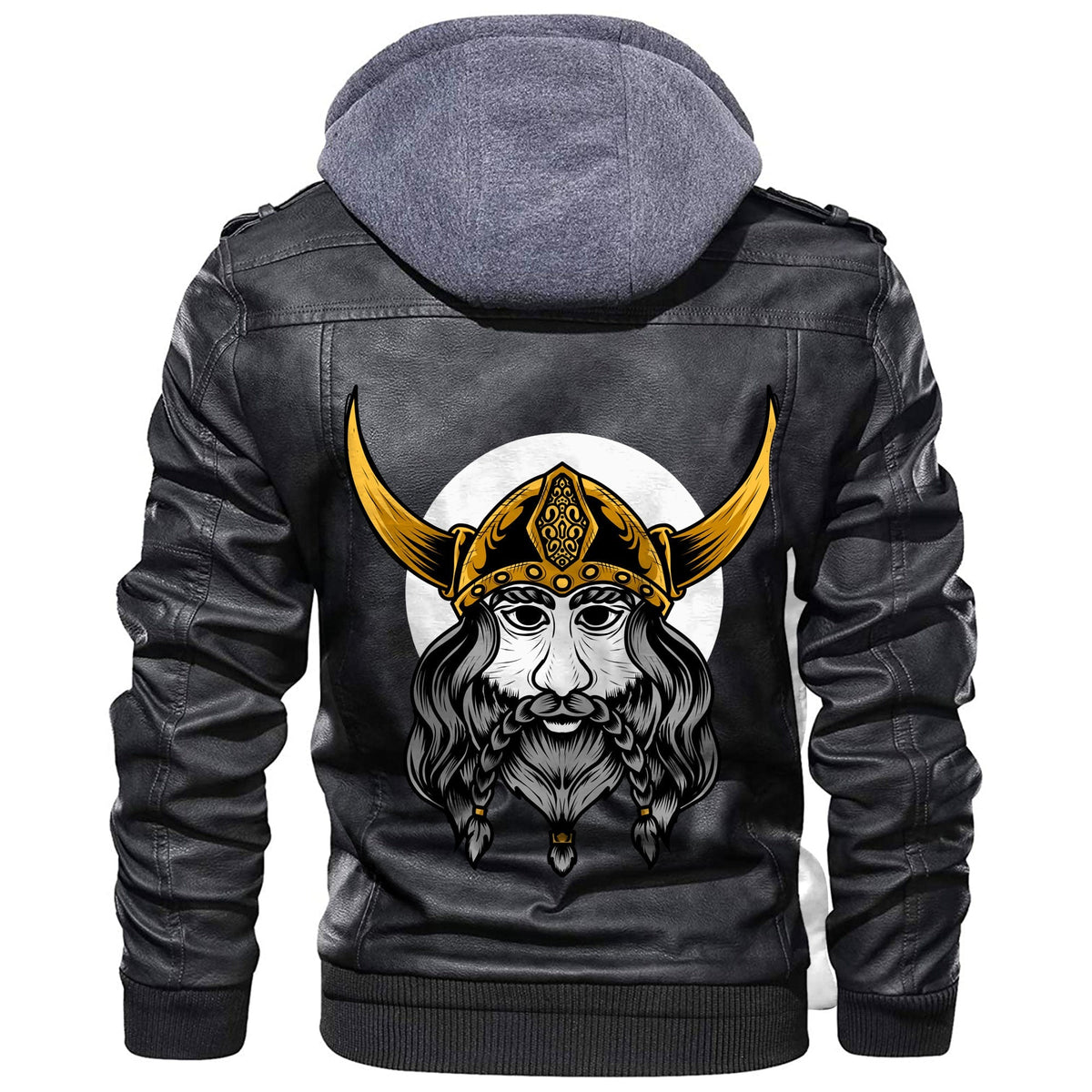 Viking Head Horn Leather Jacket RLT12 - Wonder Print Shop