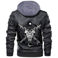 Viking Head Of A Fierce Wolf Against The Background Of Swords Leather Jacket RLT12 - Wonder Print Shop