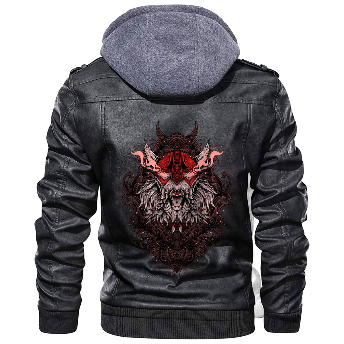 Viking Head With Vintage Leather Jacket RLT12 - Wonder Print Shop