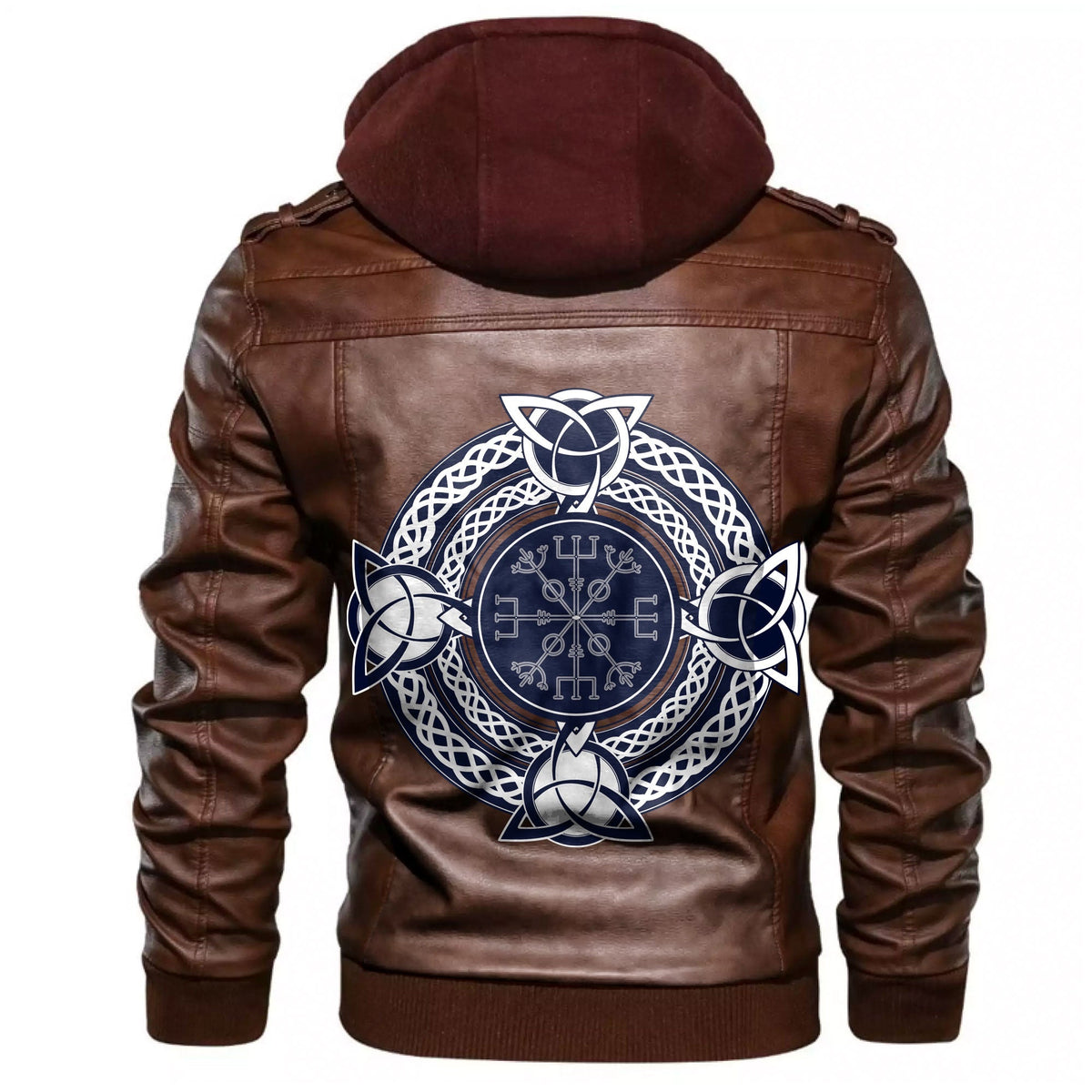Viking Vegvisir Celtic Trinity Knot Leather Jacket RLT12 - Wonder Print Shop