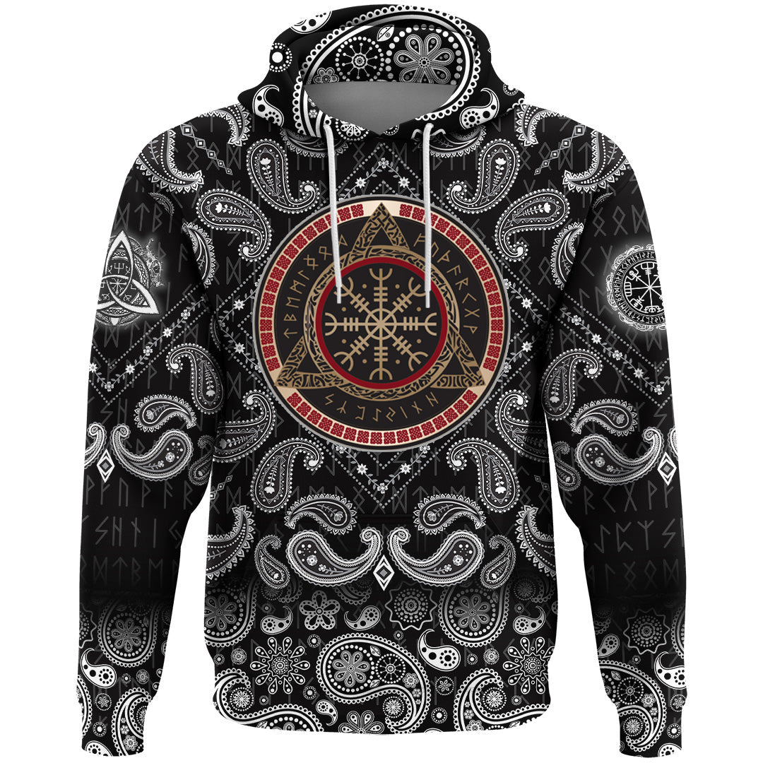 Viking Hoodie Helm of Awe New with Bandana Paisley Style RLT12 - Wonder Print Shop