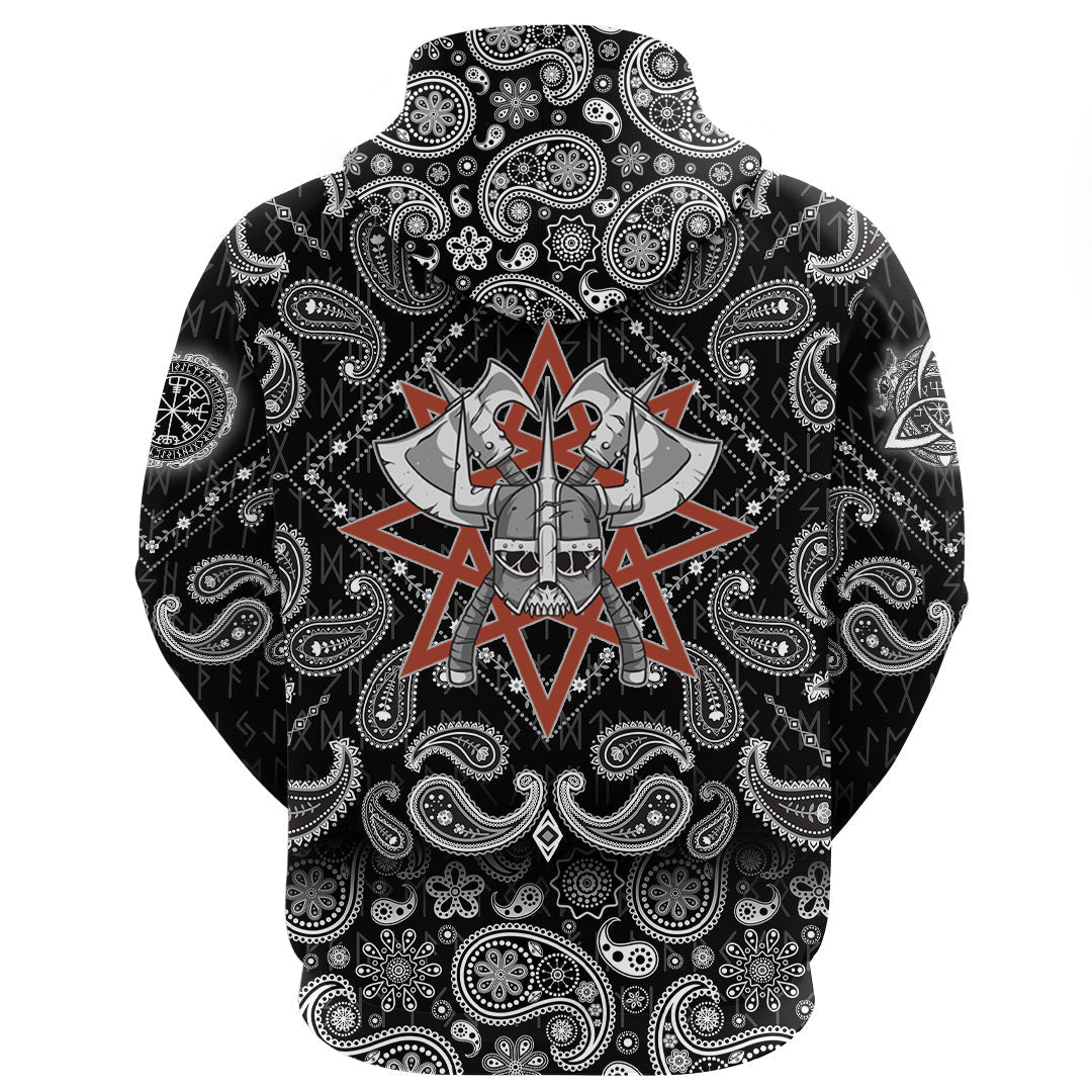Viking Hoodie Helmet Background Star with Bandana Paisley Style RLT12 - Wonder Print Shop