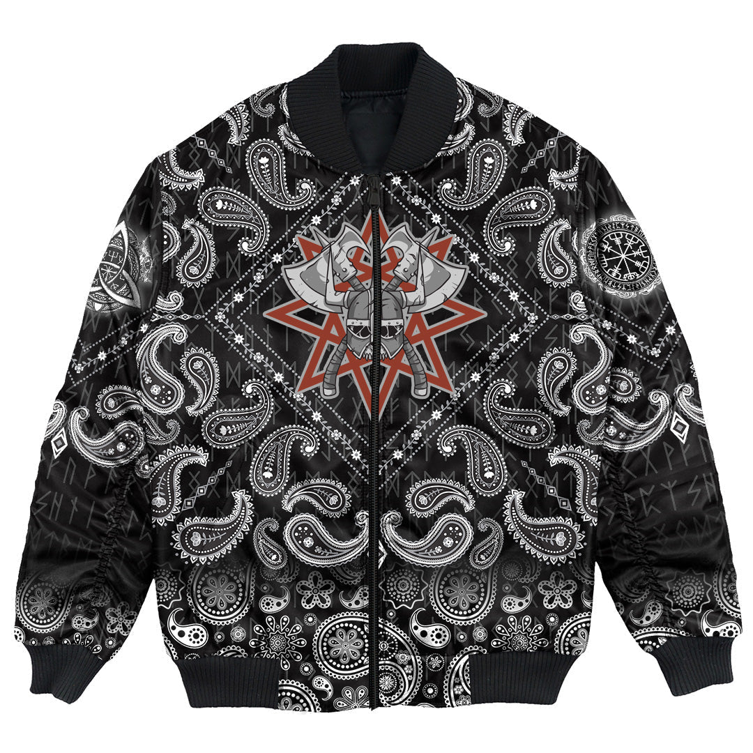Viking Bomber Jacket Helmet Background Star with Bandana Paisley Style RLT12 - Wonder Print Shop