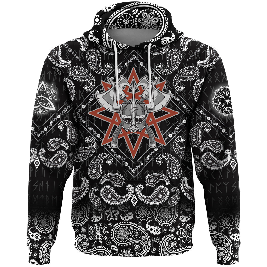 Viking Hoodie Helmet Background Star with Bandana Paisley Style RLT12 - Wonder Print Shop