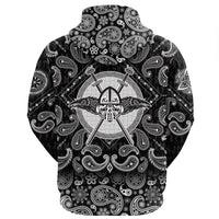 Viking Hoodie Helmet Raven Crossed Axes with Bandana Paisley Style RLT12 - Wonder Print Shop