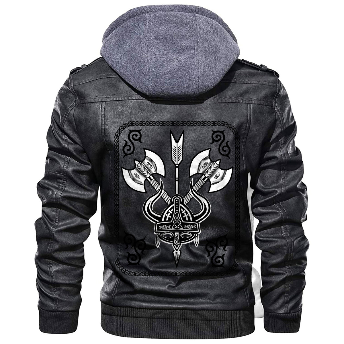 Viking Helmet Arrow Axe Leather Jacket RLT12 - Wonder Print Shop