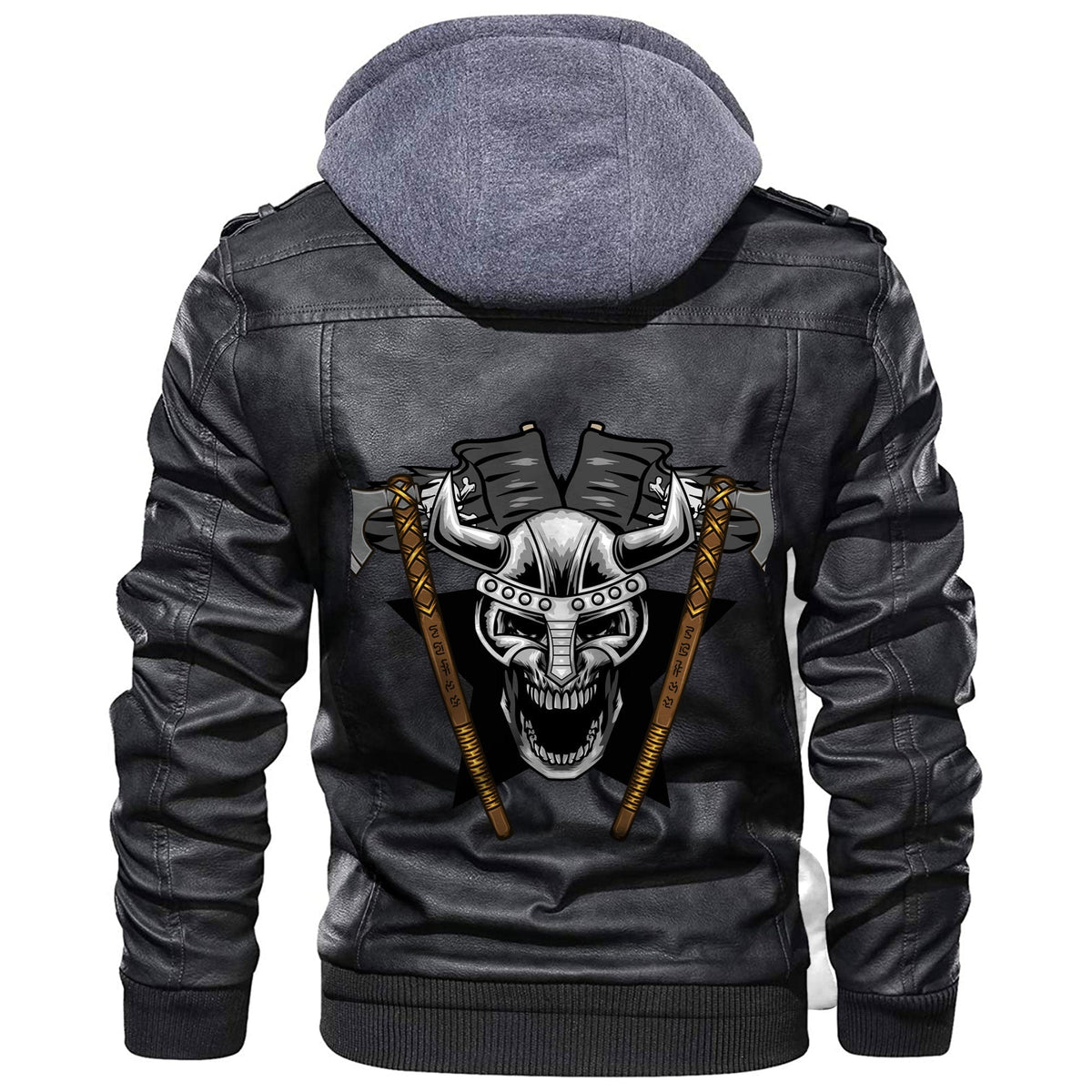 Viking Helmet Head Leather Jacket RLT12 - Wonder Print Shop