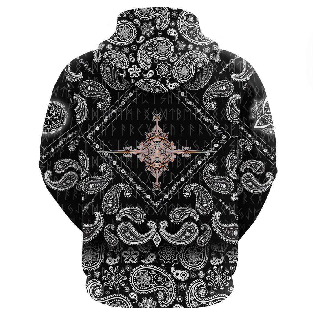 Viking Hoodie Heraldic Lions With Sword Compass Ancient with Bandana Paisley Style RLT12 - Wonder Print Shop