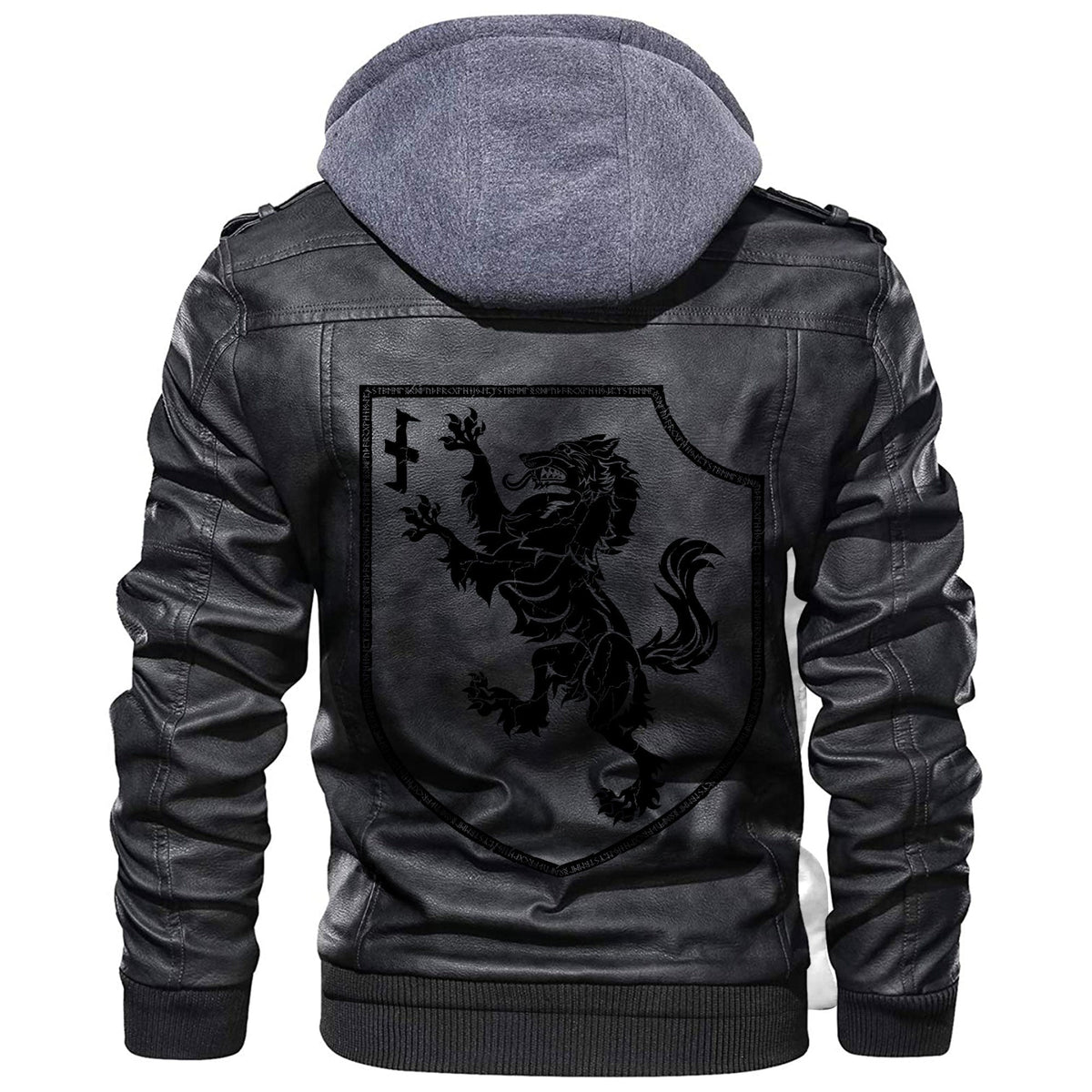 Viking Heraldic Shield With A Werewolf and Rune Wolfsangel Leather Jacket RLT12 - Wonder Print Shop