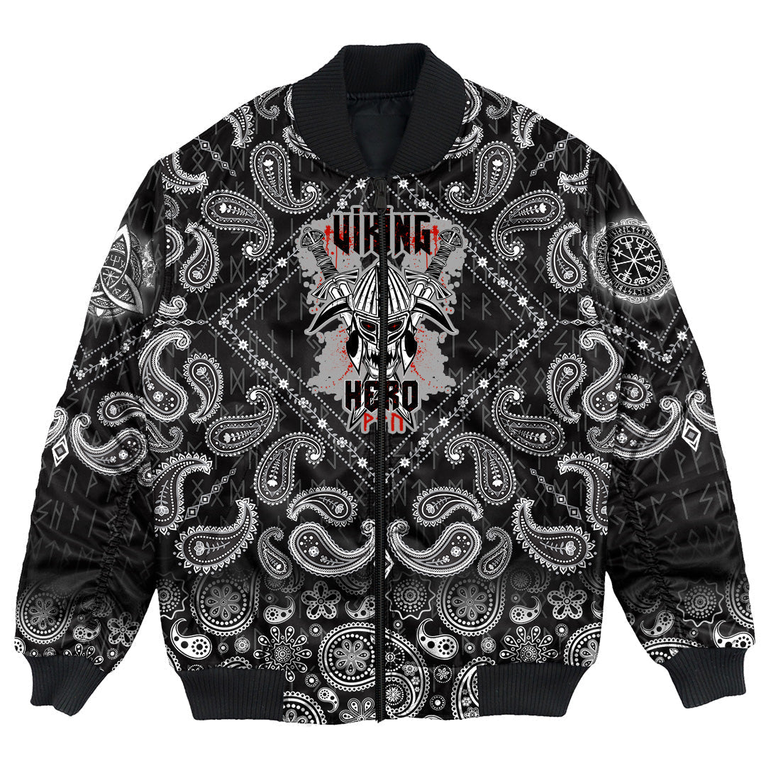 Viking Bomber Jacket Hero with Bandana Paisley Style RLT12 - Wonder Print Shop