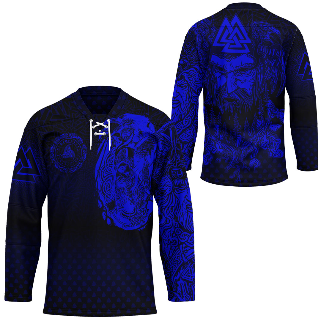 viking-clothing-viking-odin-raven-tattoo-style-blue-version-hockey-jersey