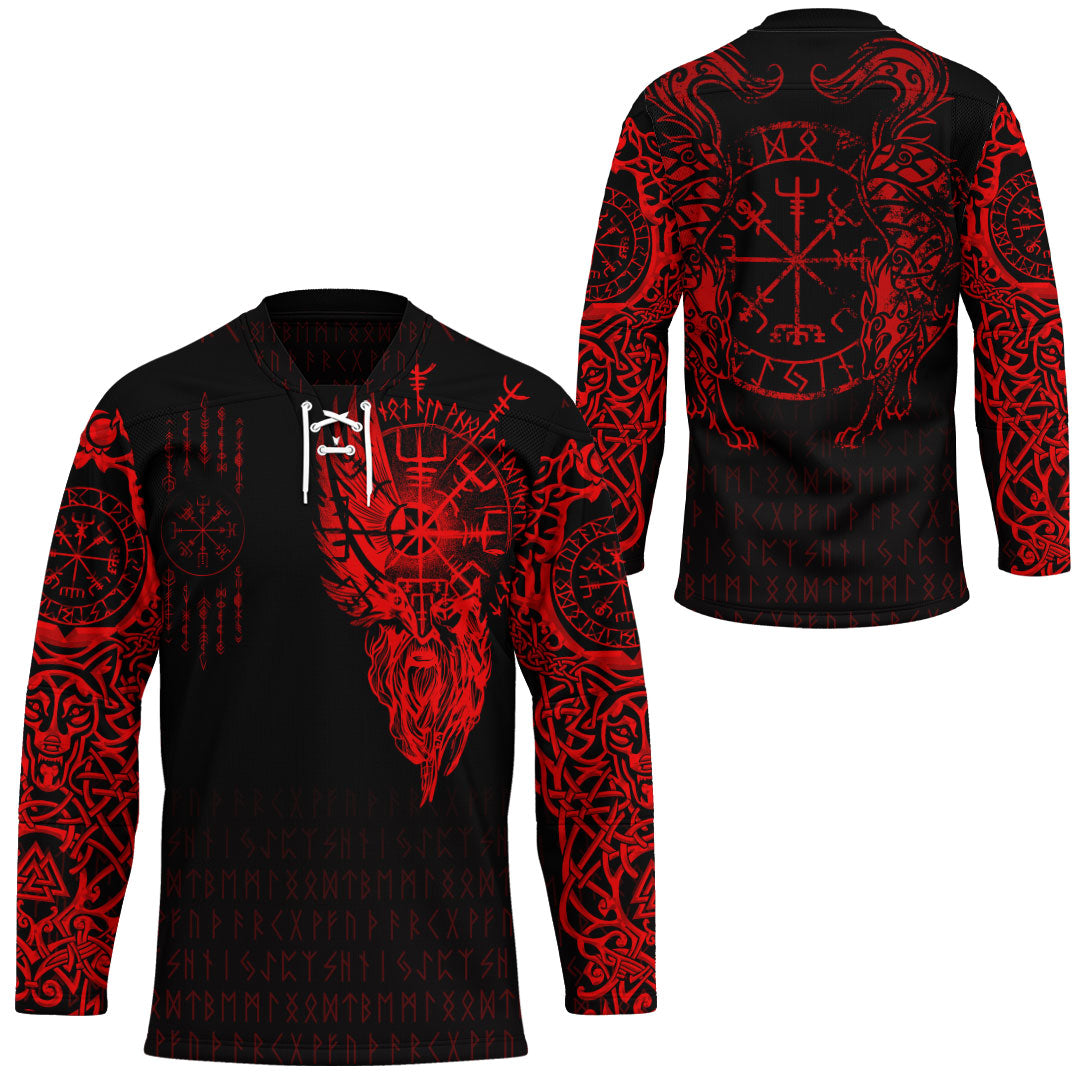 viking-clothing-viking-compass-vegvisir-tattoo-red-version-hockey-jersey