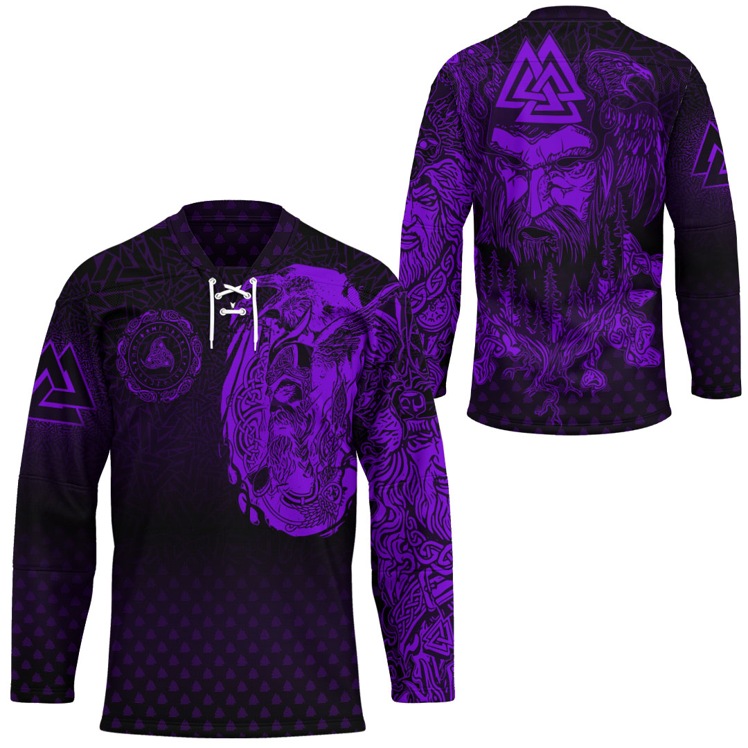 viking-clothing-viking-odin-raven-tattoo-style-purple-version-hockey-jersey
