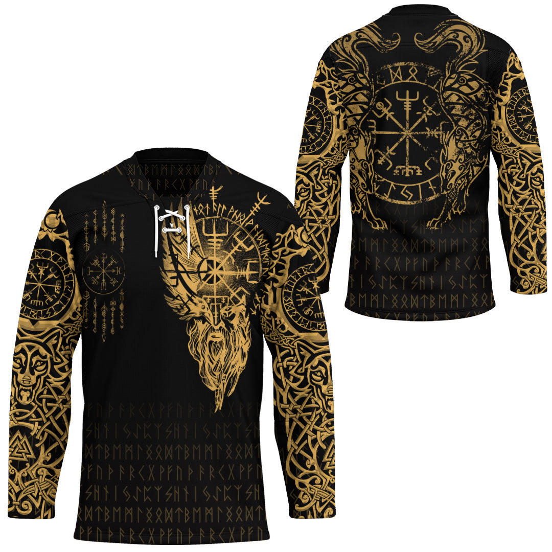 viking-clothing-viking-compass-vegvisir-tattoo-gold-version-hockey-jersey