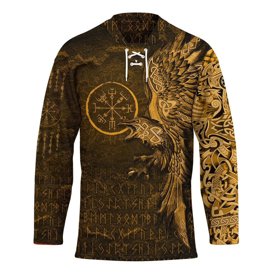 viking-clothing-vegvisir-with-raven-viking-compass-gold-version-hockey-jersey