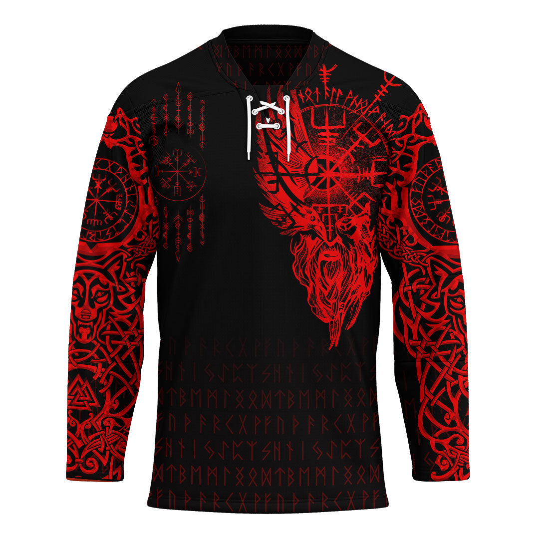 viking-clothing-viking-compass-vegvisir-tattoo-red-version-hockey-jersey