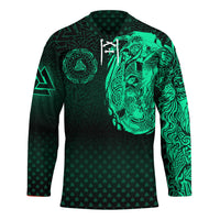 viking-clothing-viking-odin-raven-tattoo-style-green-version-hockey-jersey