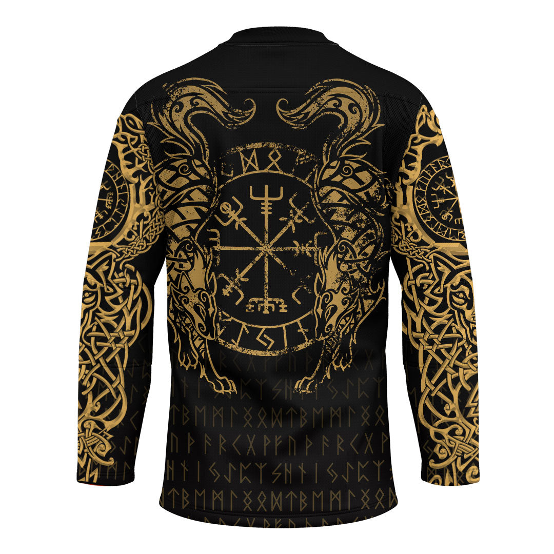 viking-clothing-viking-compass-vegvisir-tattoo-gold-version-hockey-jersey