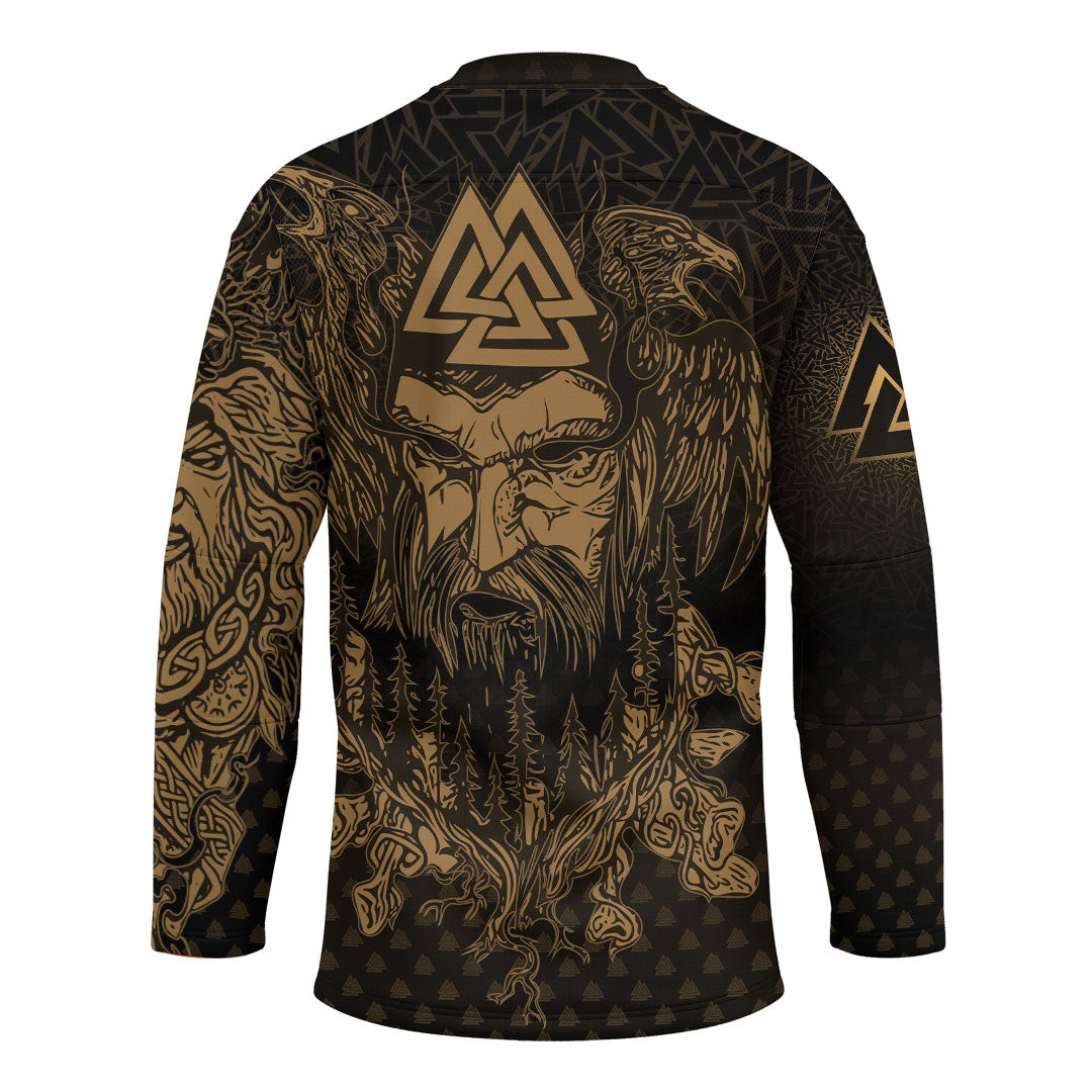 viking-clothing-viking-odin-raven-tattoo-style-gold-version-hockey-jersey