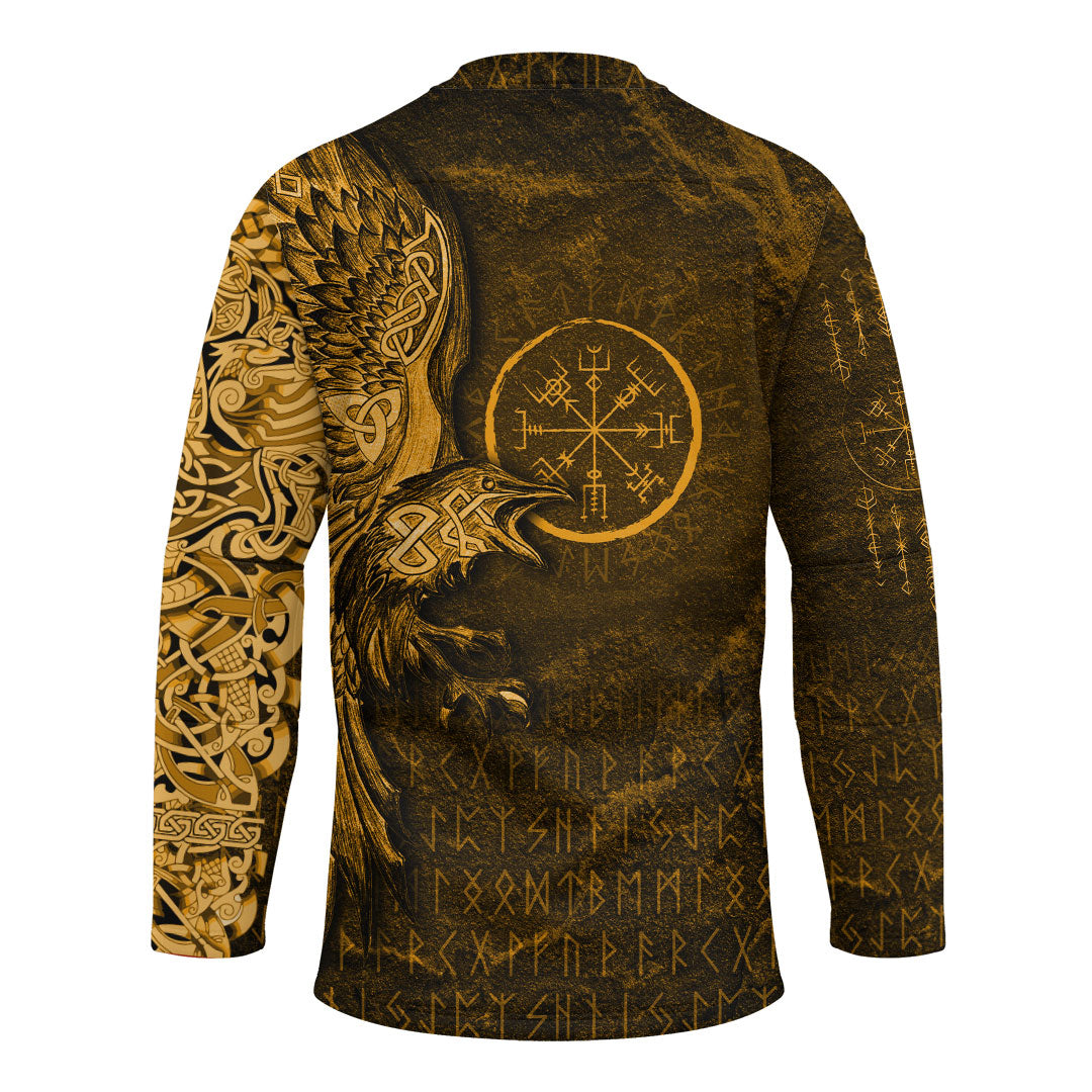 viking-clothing-vegvisir-with-raven-viking-compass-gold-version-hockey-jersey